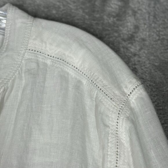 Malvin Shirt Womens 8 White Linen Button Up Blouse Preppy Neutral Minimalist - Picture 5 of 8